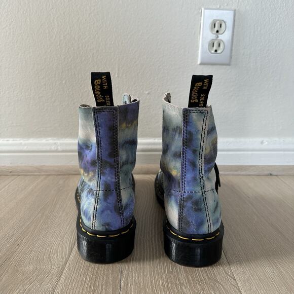 Dr Martens Pascal Tie Dye Blue Leather Boots Colorful Comfy 27242 - Picture 5 of 10